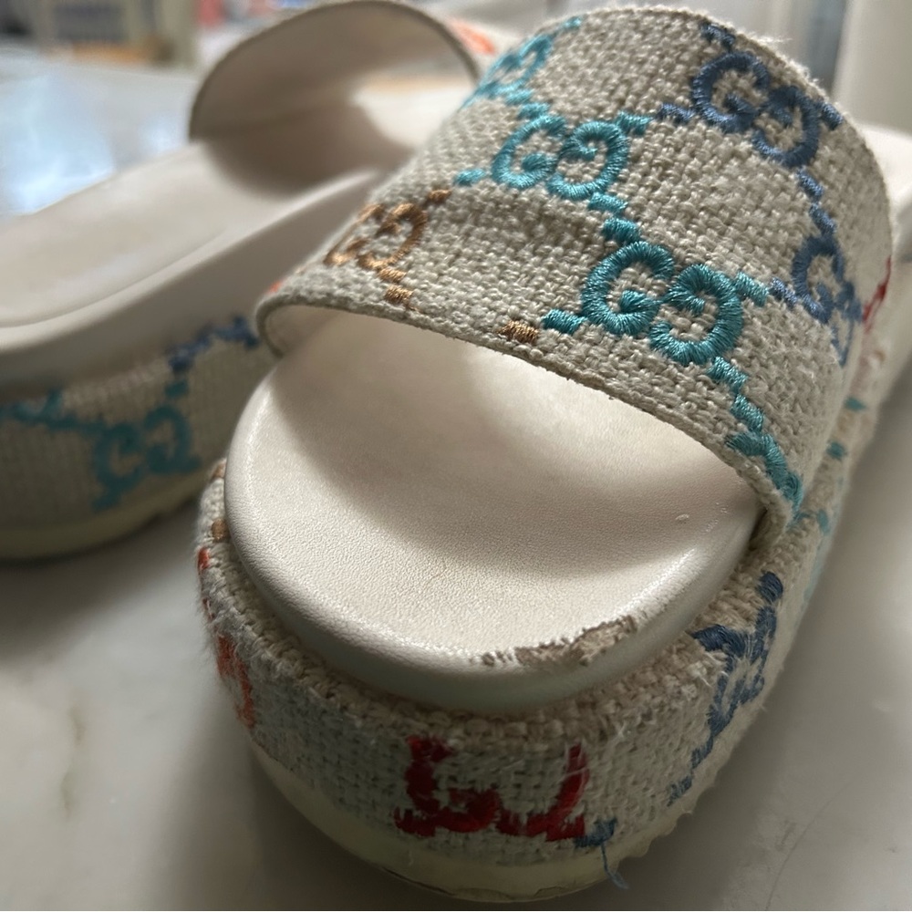 Gucci Beige Multicolor Wedges - Picture 2 of 3